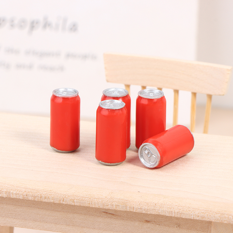 5Pcs 1:12 Dollhouse Miniatuur Blik Cola Drinken Model Voedsel Pretend Play Speelgoed Poppenhuis Keuken Decor