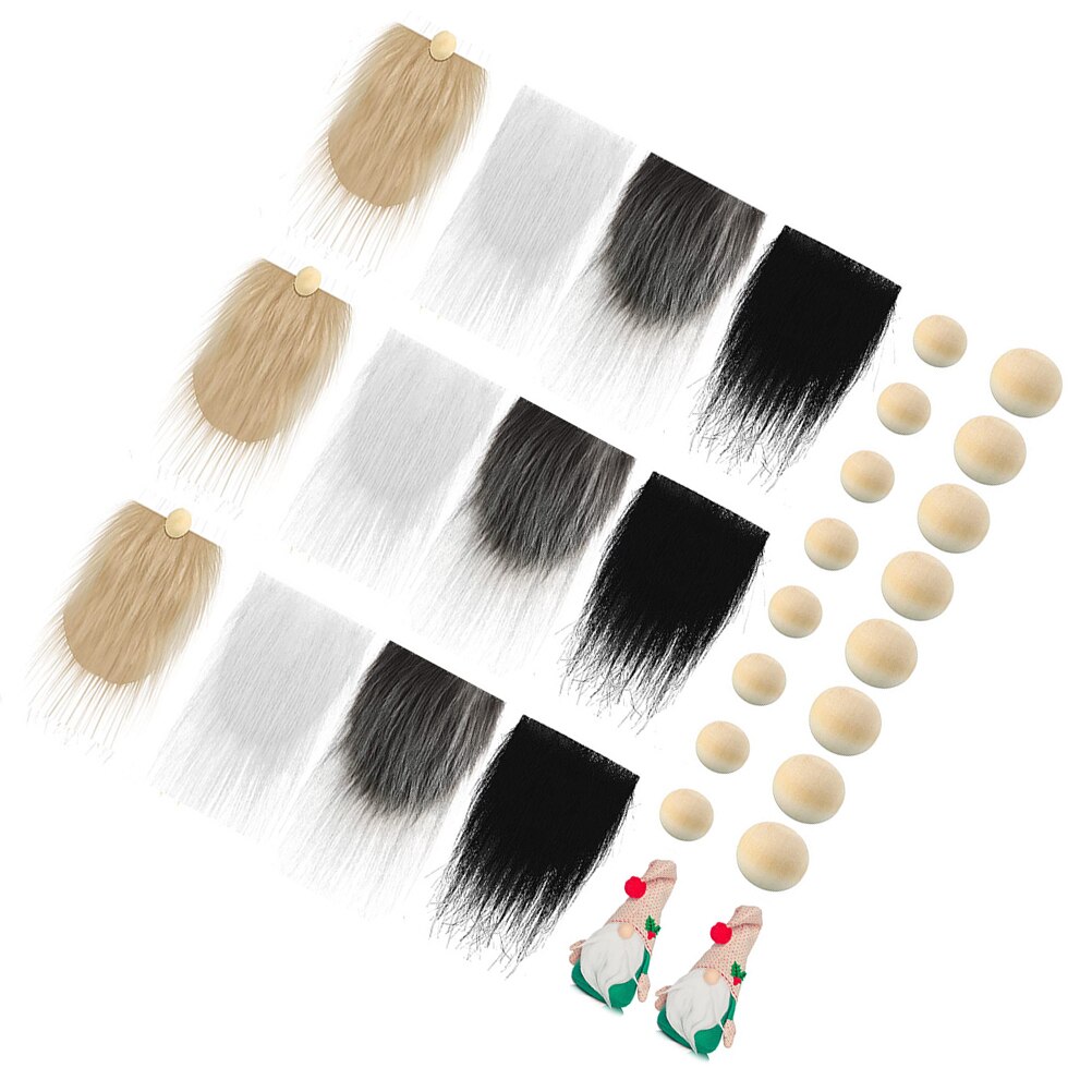 1 set of Pre-Cut Gnome Beard Costume Beard Faux Fur Dwarf Beard with Wood Beads