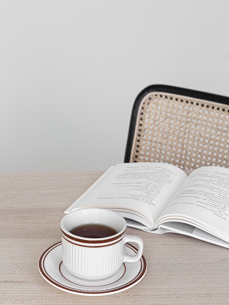 Simple Ceramic Coffee Cup Saucer Set Decor Teacup Ceramic Coffee Cups Chinese Travel Crockery Tazas De Cafe Tableware BJ50BD