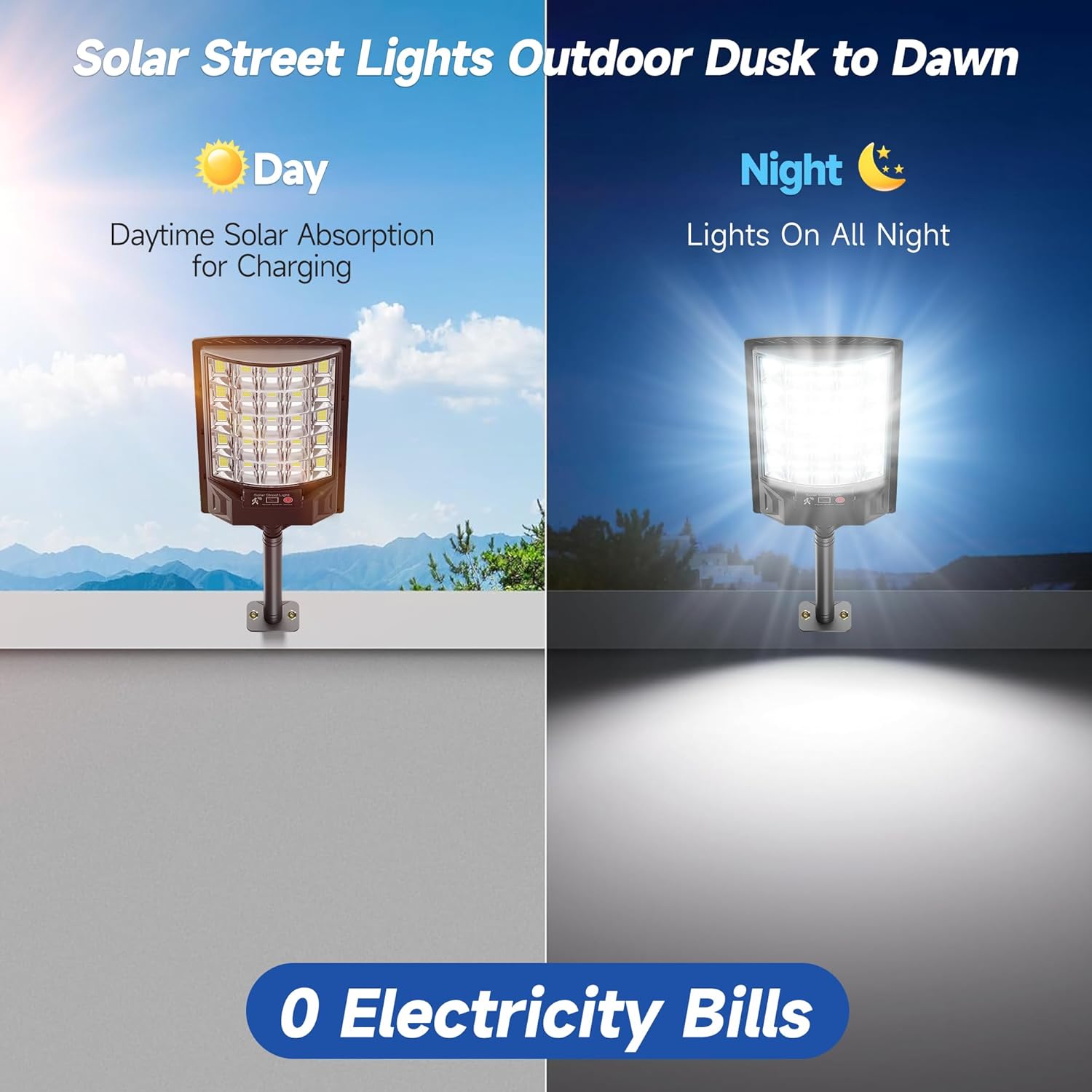 Straatverlichting op zonne-energie Buiten Buiten Waterdichte LED-straatverlichting met bewegingssensor, zonne-verlichting buiten voor parkeerplaats