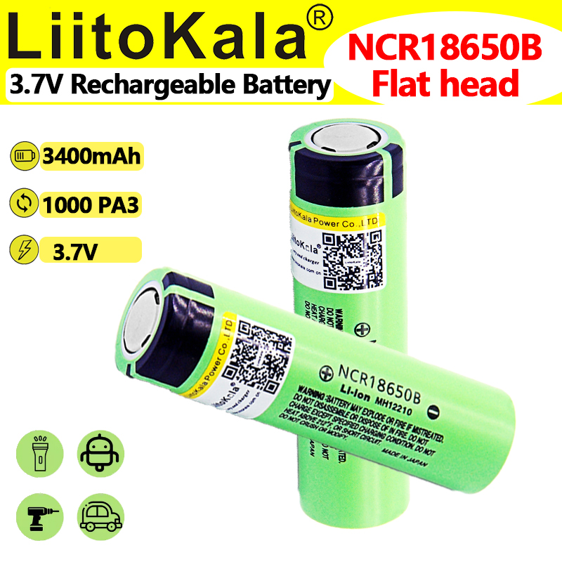 Liitokala NCR18650B 100% Original 3.7v 3400mah 18650 Rechargeable Lithium Battery For Flashlight Batteries