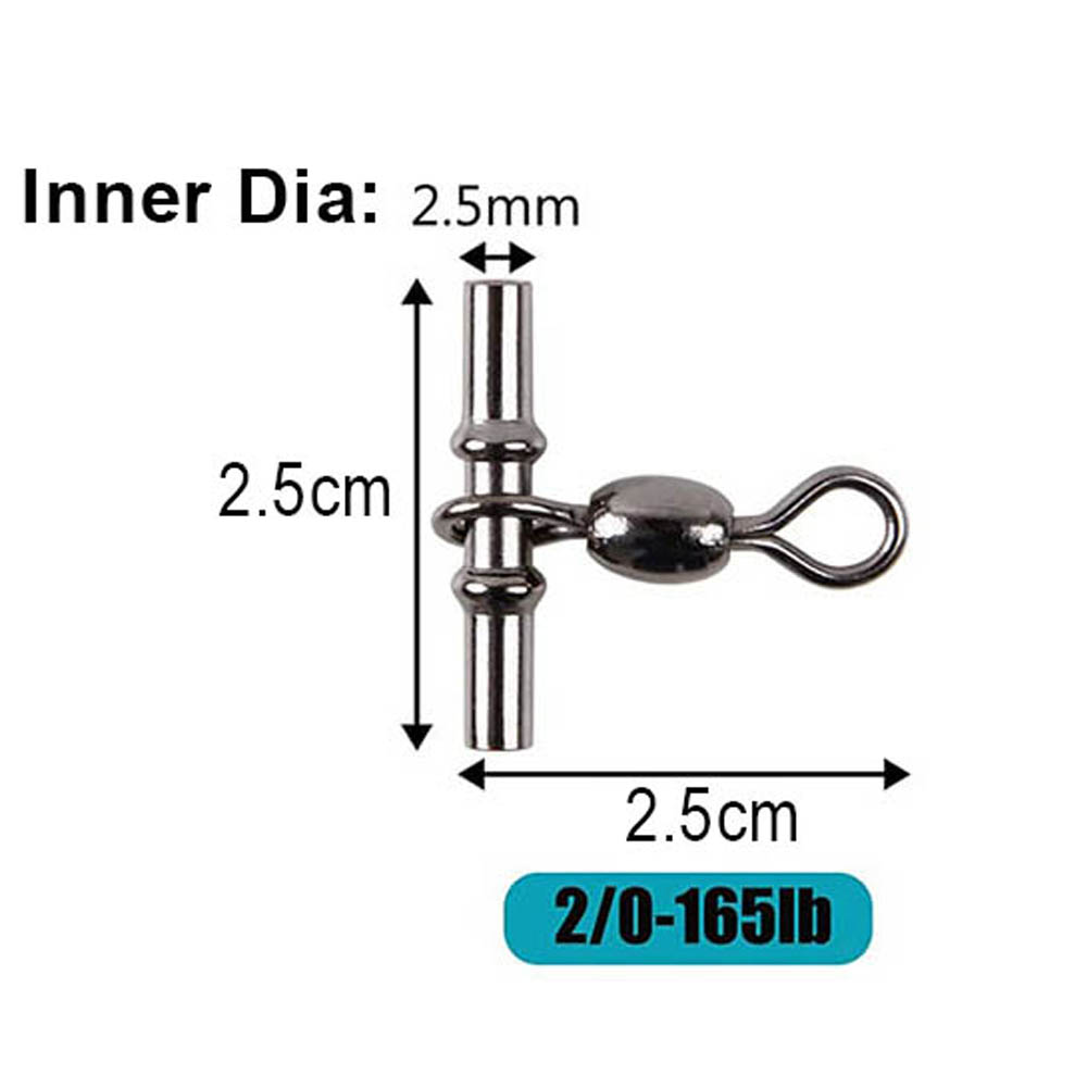 70Pcs 3 Way Cross Line Barrel Fishing Swivels Deep rig Crimp sleeves Crane Swivel Brass Fishing connectors Tackle: Size 2-0