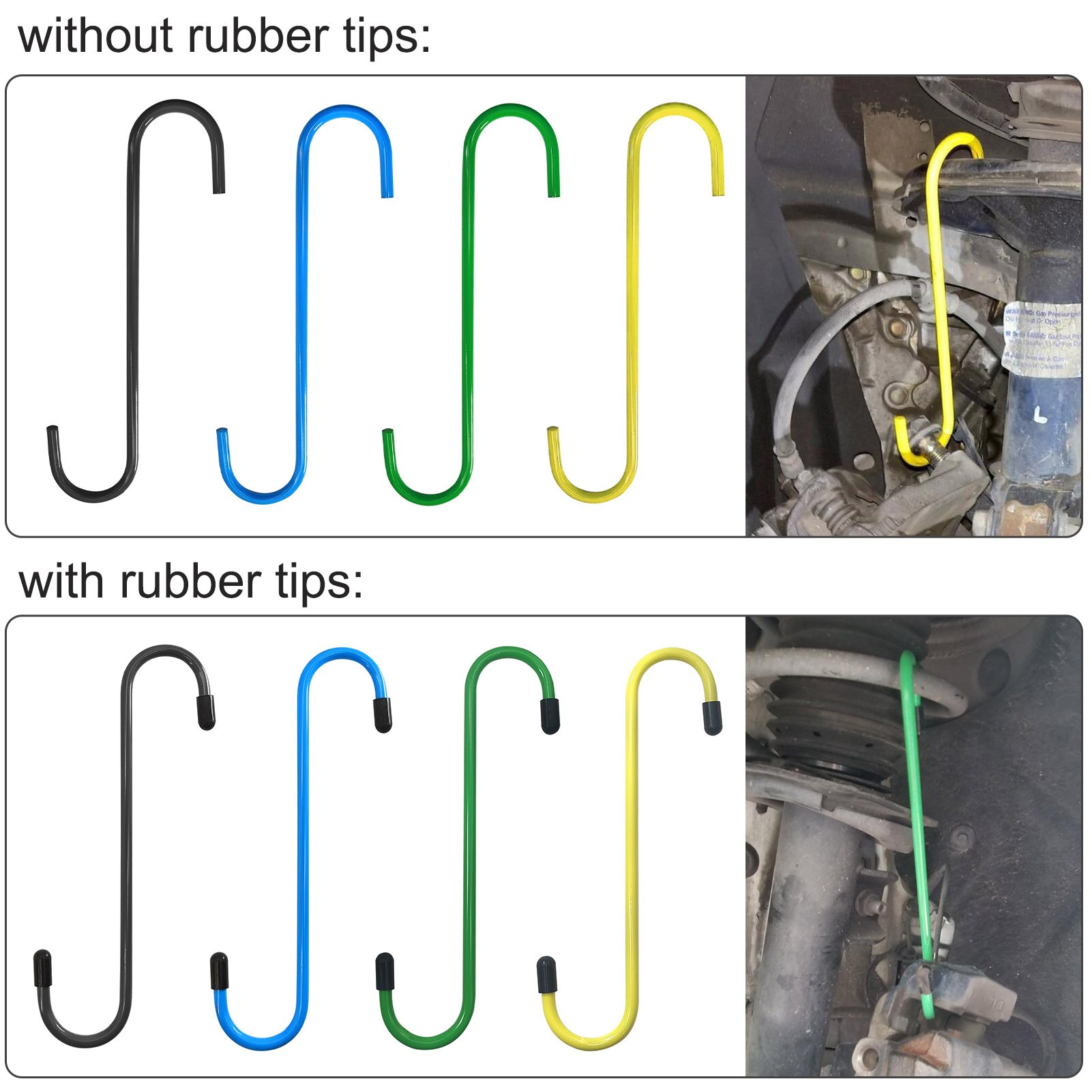 2PCS Automotive Brake Caliper Hooks with/without Rubber Tips Hangers Excellent Hanger Tool for Brake Bearing Axle&Suspension