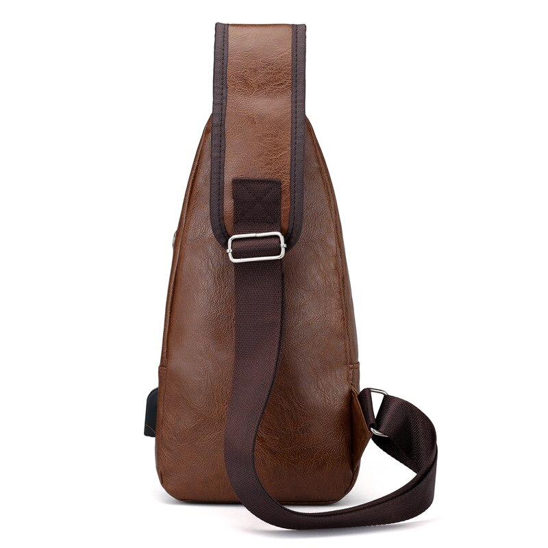 Vintage Mens PU Leather Shoulder Bags Function Travel Storage Bag Male Sling Waist Bag Documents Storgage Chest Pack