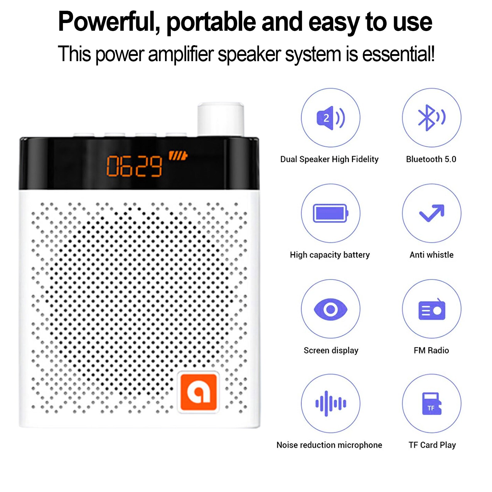 Portable Voice Amplifier Wired Microphone FM Radio AUX Audio Recording Bluetooth Speaker For Teachers Instructor