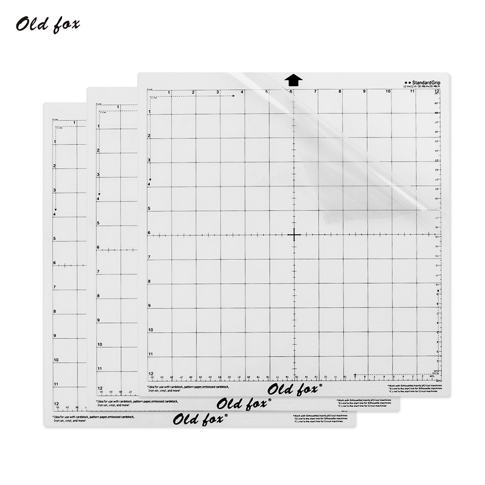 2pcs Replacement Cutting Mat Transparent Adhesive Mat with Measuring Grid 12 * 12 Inch for Silhouette Cameo Plotter Machine