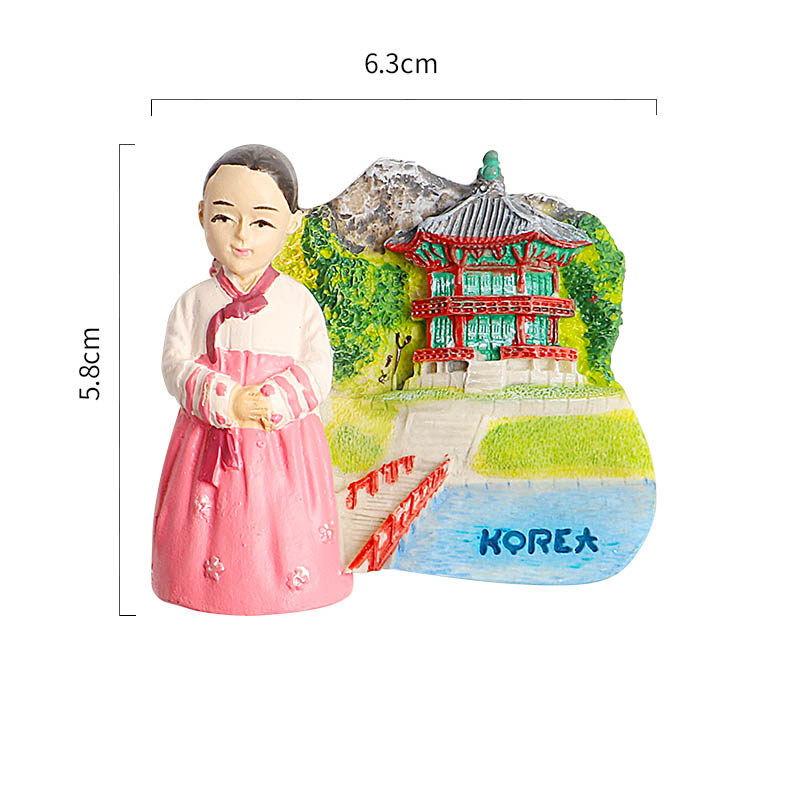 Naklejki magnetyczne lodówki świat pamiątki turystyczne francja paryż japonia podróże magnesy na lodówkę praga tajlandia niemcy włochy: Korean girls