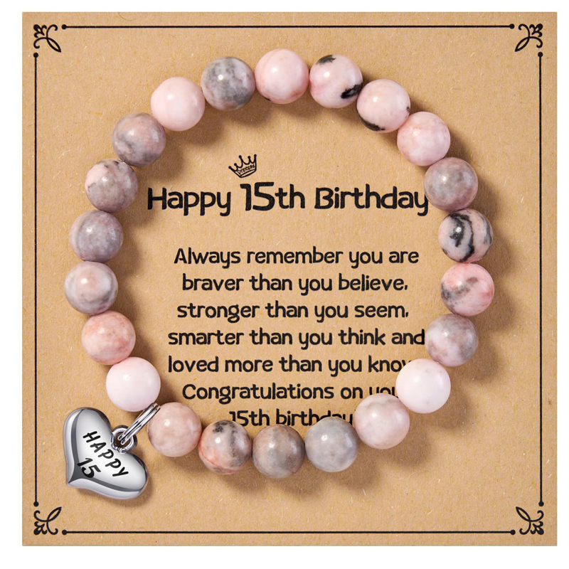 Alles Gute zum Geburtstag für 5-25 Jahre alte Mädchen, Geburtstag geflochtene Perlen Armbinde für ändern 5 bis 25 Tochter Enkelin Nichte: Gold-farbe