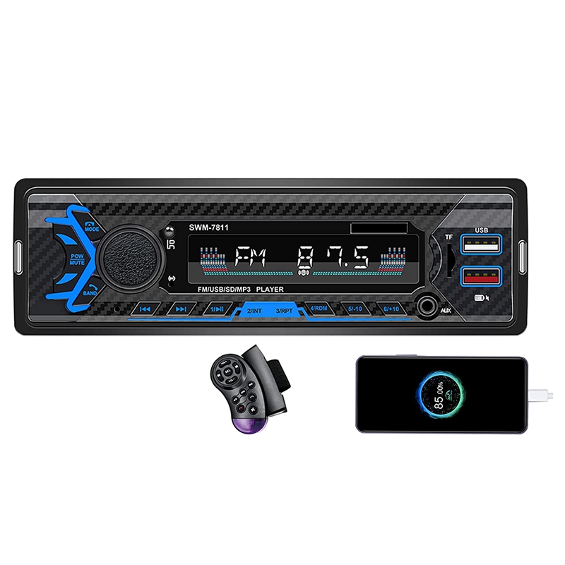Single Din Car Stereo With Voice Control, FM Radio System,Bluetooth Handfree Calling,Daul USB Fast Charging,Mp3 Player