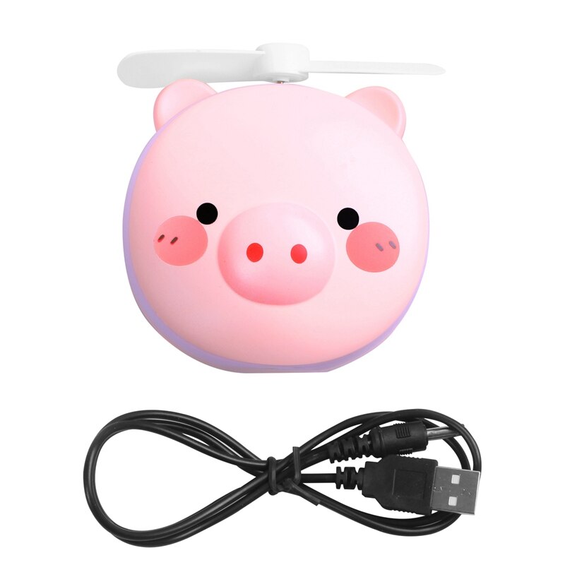 Pig Schoonheid Draagbare Led Spiegel Pocket Fan Usb Opladen Mini Handheld Fan Met Spiegel Led Licht Draagbare Kleine Ventilator: 006-2