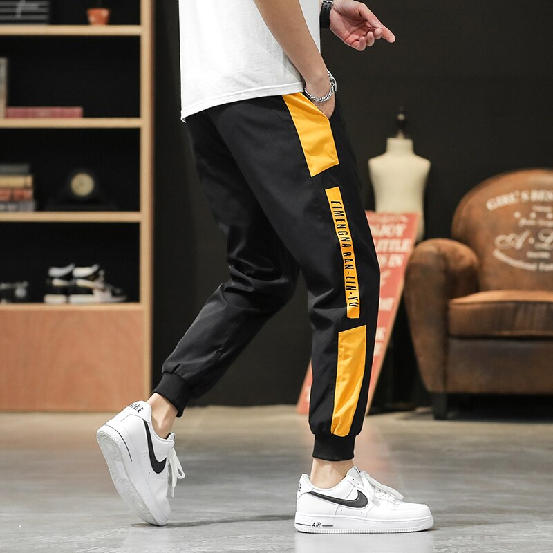 Herfst Mannen Joggingbroek Elastische Taille Harem Broek Straat Punk Hip Hop Casual Broek Joggers: 4XL / yellow