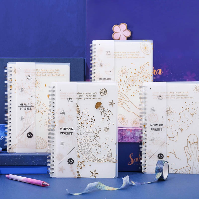 Agenda planificateur sirène A5 spirale cahier grille ligne dessin temps mémo planification école bureau calendrier papeterie pour