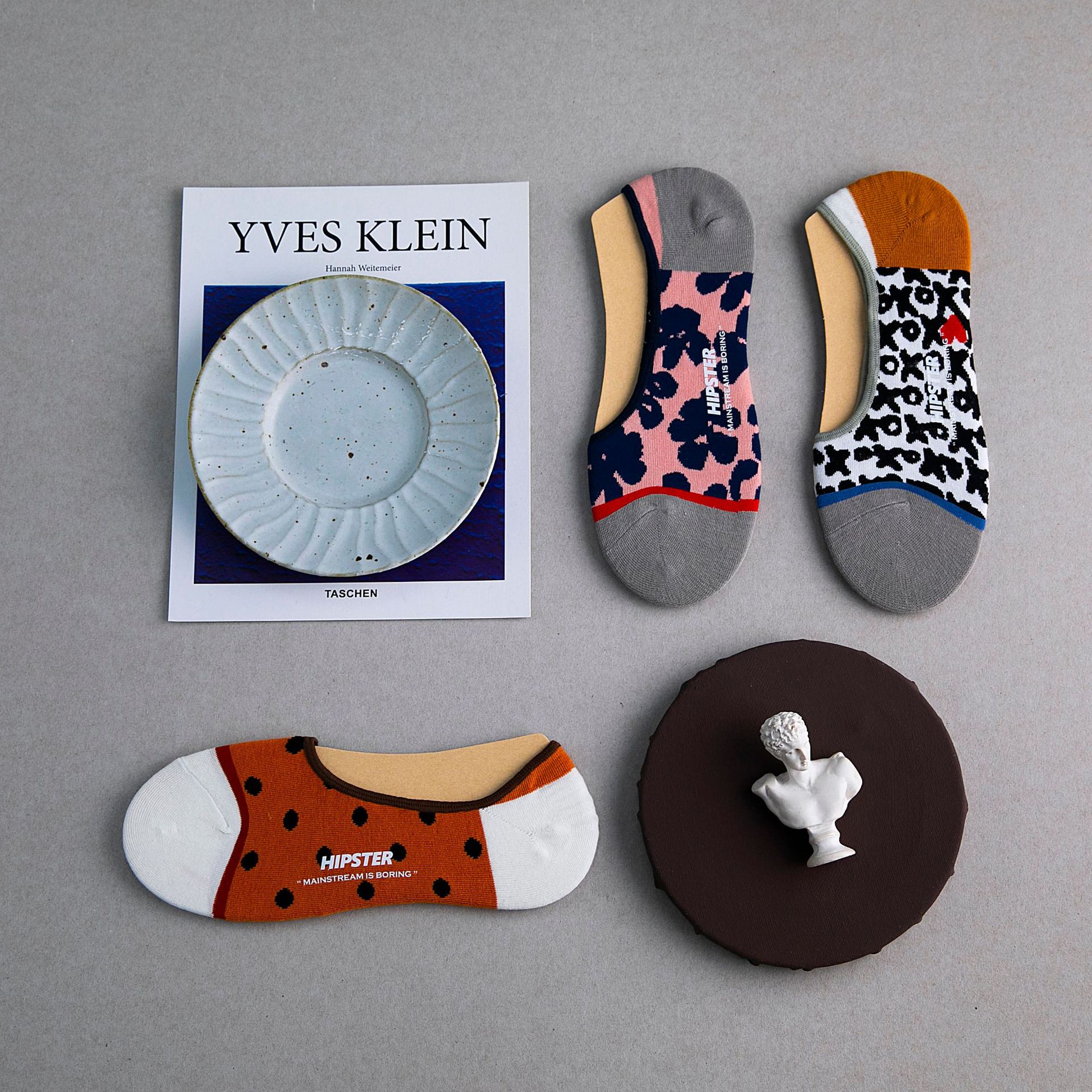 Lente En Zomer De Originele Retro Tint Persoonlijkheid Jacquard Onzichtbare Sokken Slippers Liefhebbers Silicagel Antislip Boot sokken