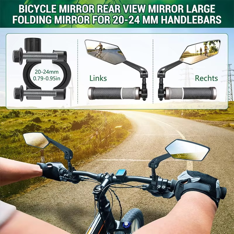 Reflector de espejo retrovisor para bicicleta, espejo de manillar giratorio ajustable, retrovisor transparente, accesorios para bicicleta y patinete eléctrico
