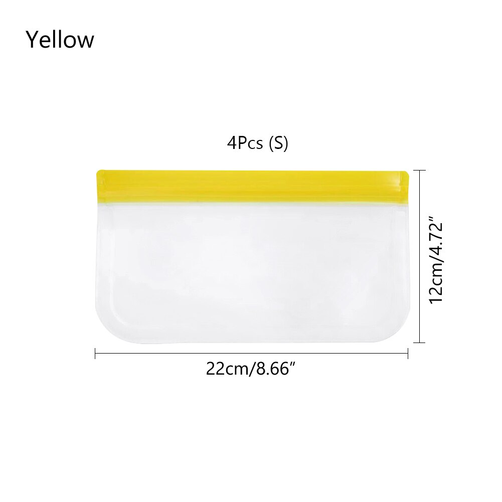 4Pcs Sandwich Pouch Containers Reusable Food Storage Bag Silicone Leakproof Fresh Fruit Pouch Freezer Bags Cup Ziplock Shut