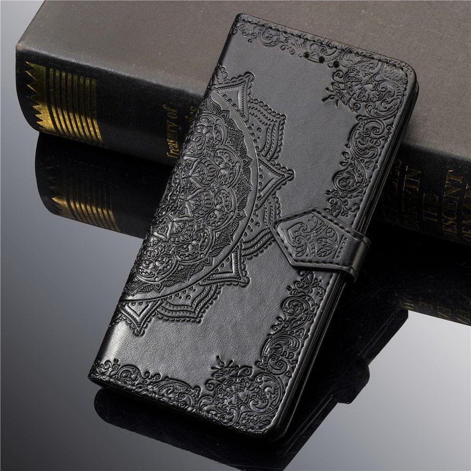 Luxury PU Leather Case For ZTE Blade A510 3D Mandala flower Flip Wallet Case For ZTE Blade A510 A 510 Phone Case: Black