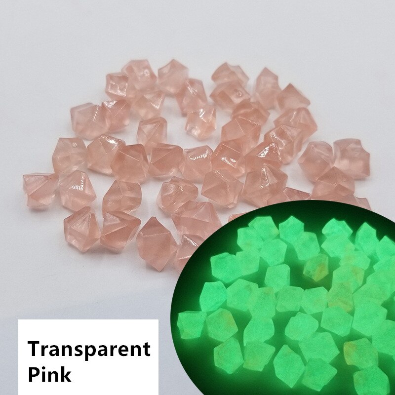 300 Stks/pak 14Mm Lichtgevende Grind Tuin Decoratie Lichtgevende Steen Pebble Medium Lichtgevende Outdoor Aquarium Decoratie: Transparent Pink