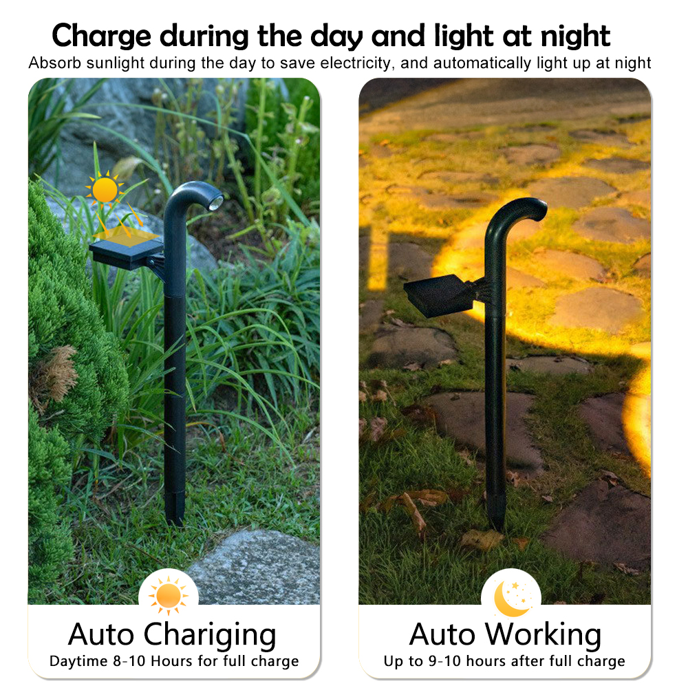 Solar Garden Pathway Lights Outdoor Waterproof Stake Lights for Lawn Driveway Walkway Decoration Bend Solar Lighting