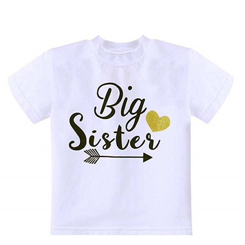 YSCULBUTOL Meisjes Grote Zus T-shirt Bijpassende Broertje Baby Bodysuits Wit: 18m