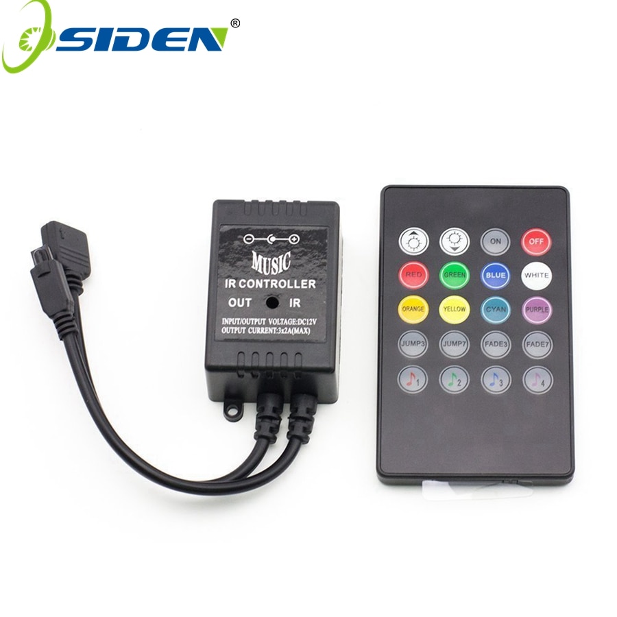 20 Key Music IR Controller Black Sound Sensor Afstandsbediening Voor RGB LED Strip licht 12-24 v