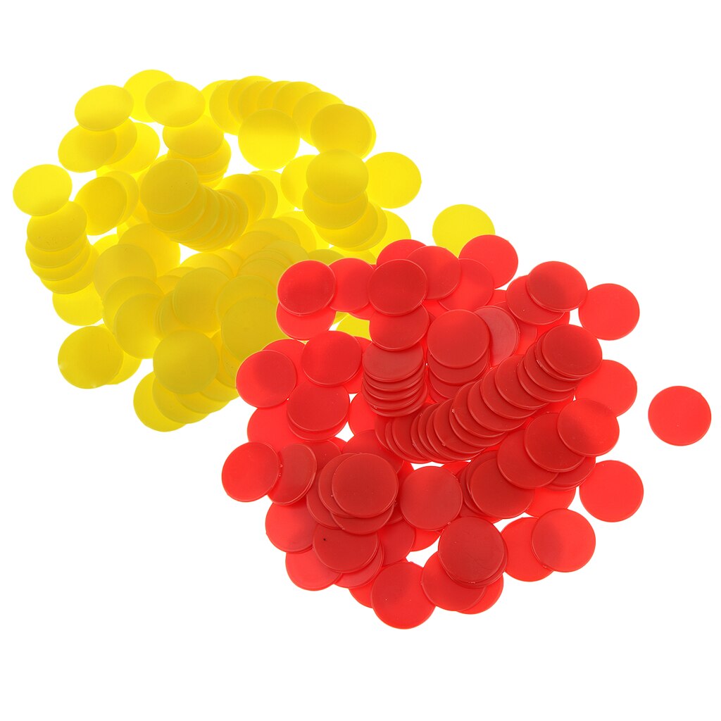 MagiDeal 200X Opaque Plastic Board Game Counters Kid Teaching Toy Red Yellow