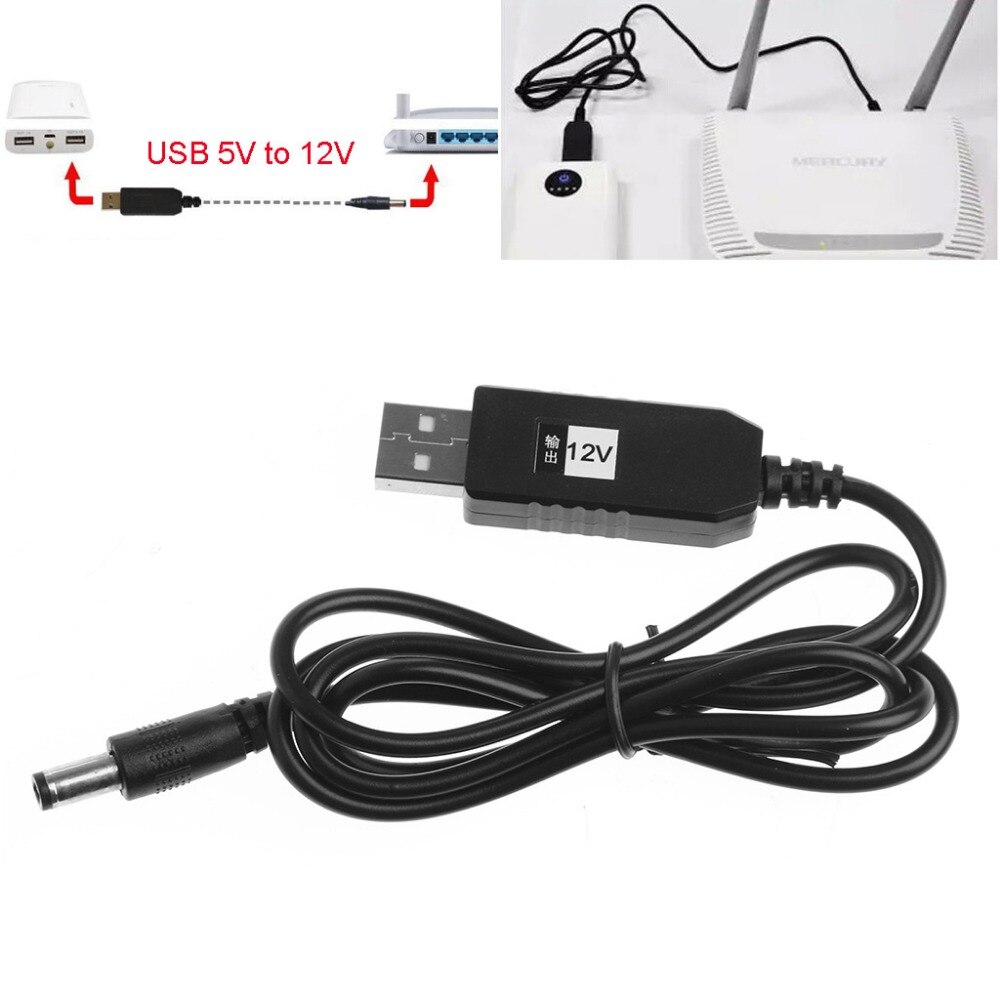 Usb  dc 5v till  dc 12v 2.1 x 5.5mm hane step-up omvandlare för router led strip light 10166