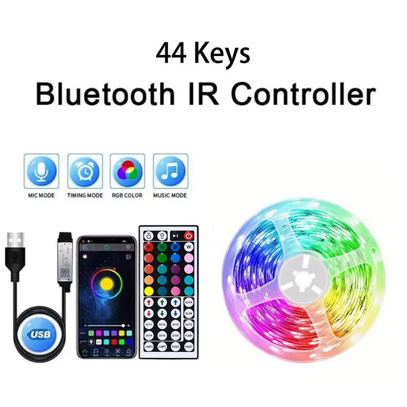 18 led-strimler med 5050 rgb-lys, usb, farveskiftende, fleksibel lampe med app-styring til rumdekoration, tv-baggrundsbelysning