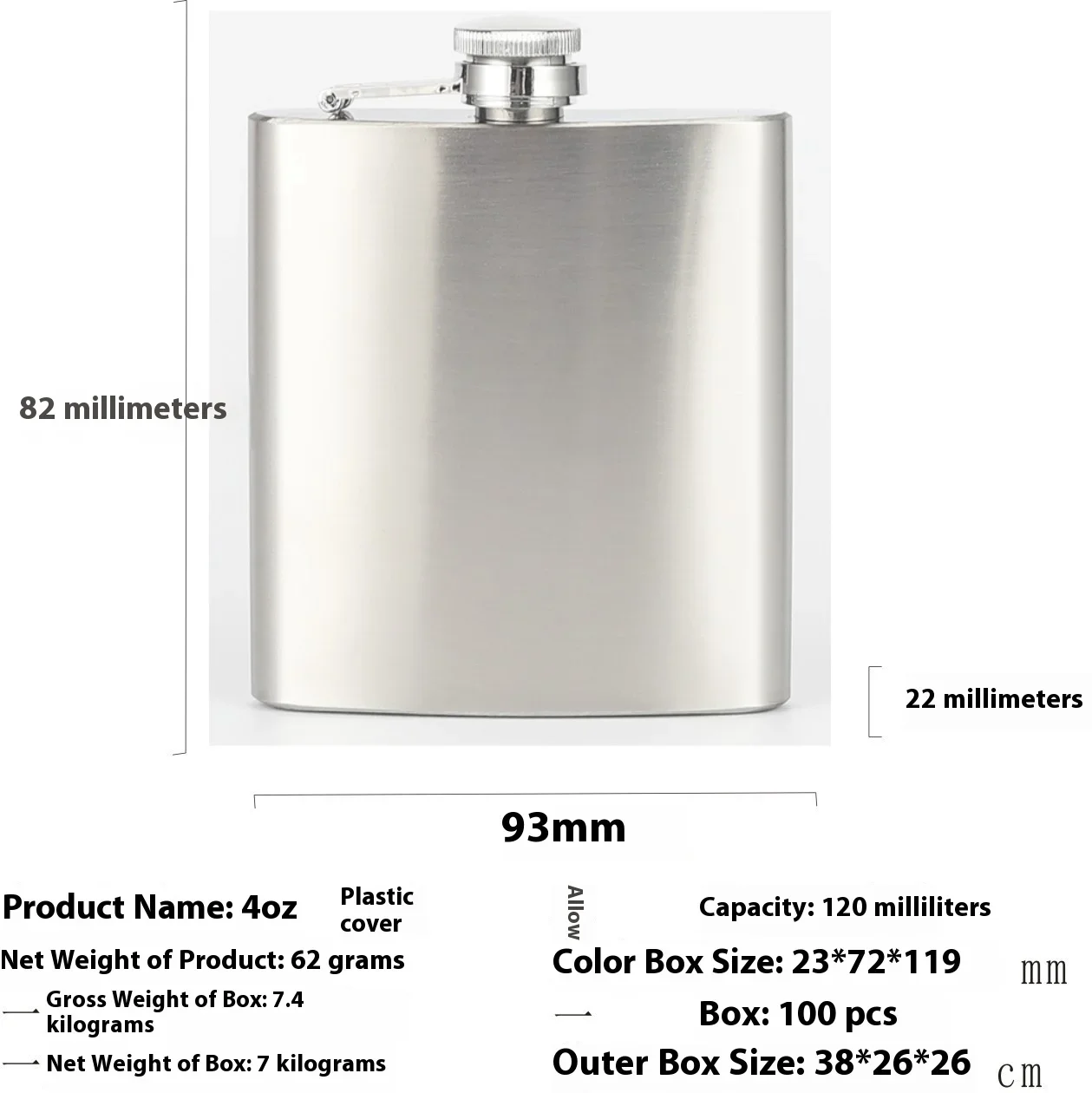 4-12 Oz Rvs Heupfles Met Trechter Pocket Heupfles Alcohol Whiskey Heupfles Schroefdop: WIT