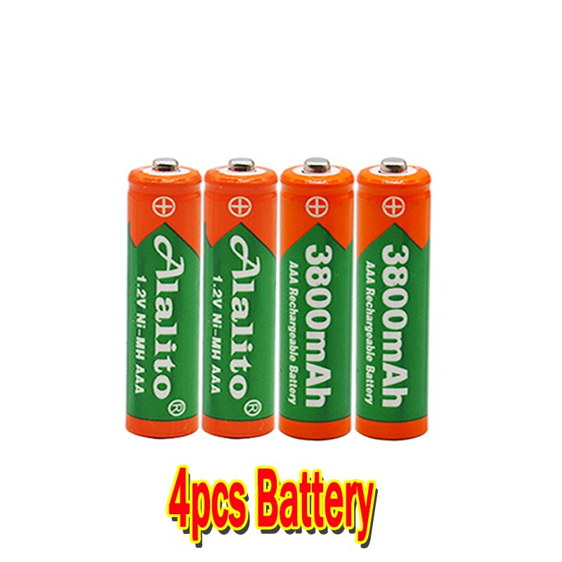 Figh 1.2v 3800 mah ni mh aaa förladdat ni-mh uppladdningsbart aa batteri för leksaker kamera mikrofon batterier + laddare: Vit