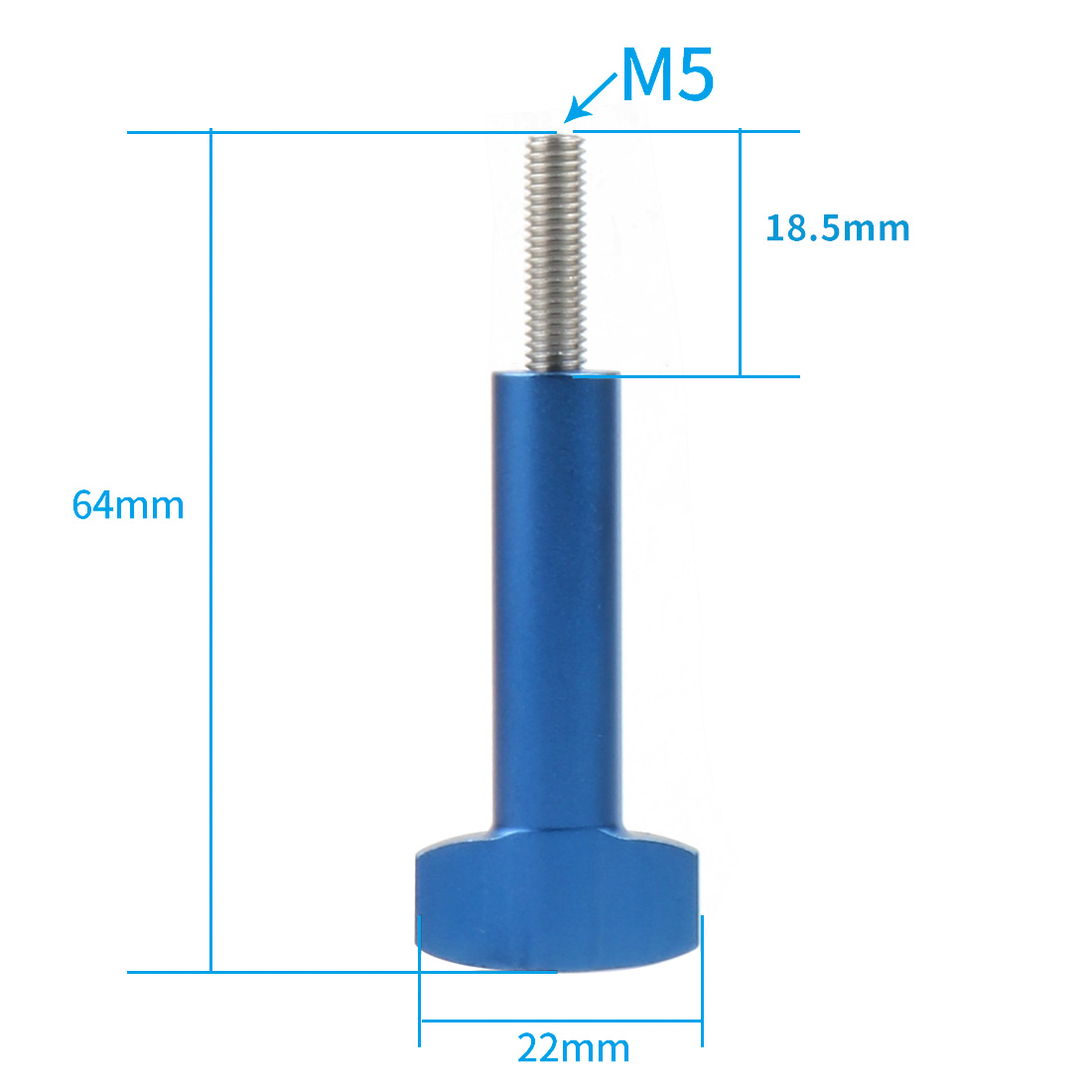 M5 x 18mm Hand Knob Screw Stainless Steel Bolt Metal T Head Hand Tighten Clamping Manual Handle Screw for Gopro 9 8 (Pack of 3): 3x 64mm Screw Blue