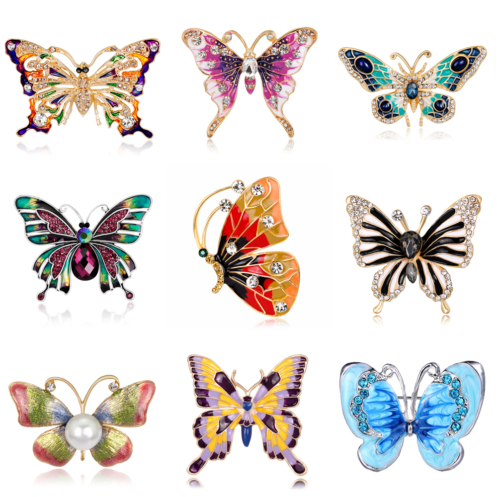 Crystal Butterfly Brooch For Women Brooch Collar Pins Corsage Rhinestone Insect Animal Brooch Badges Jewelry Accessories