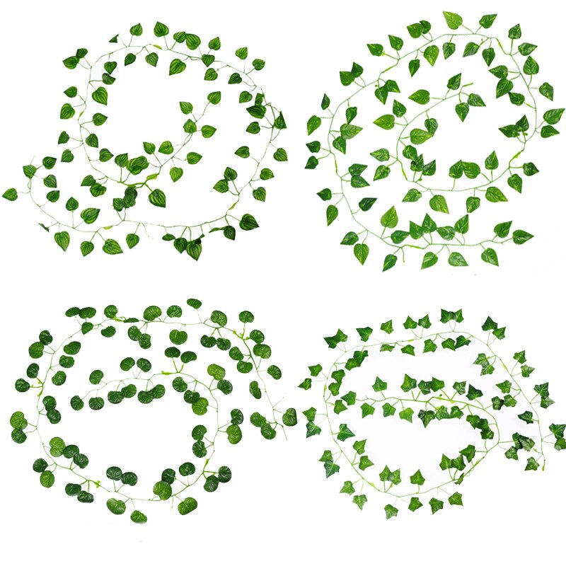 Enredadera de hojas verdes, decoración de baño para el hogar, liquidación de Accesorios DE BODA nupciales, plantas artificiales, 2 metros/lote