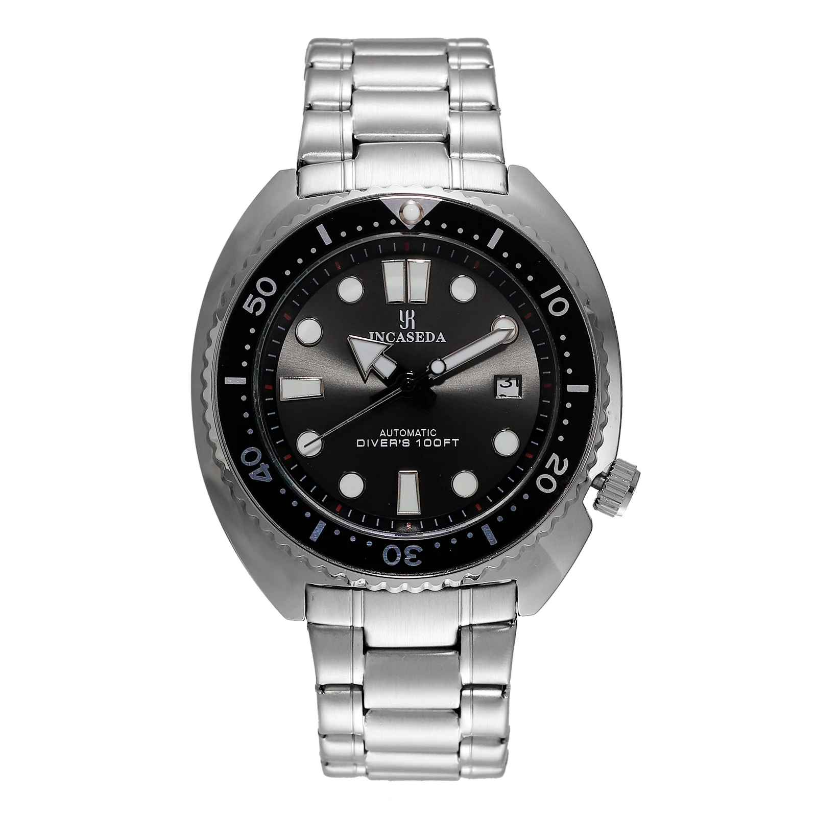 Nieuw INCASEDA topmerk luxe mode heren zakelijk horloge super lichtgevend automatisch mechanisch herenhorloge: Black