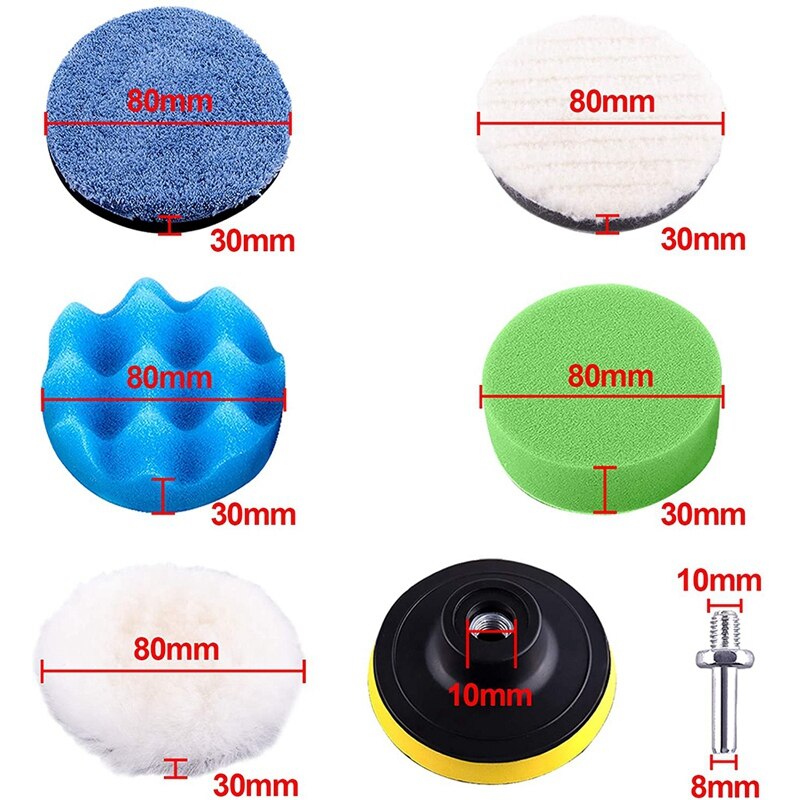 35 Stuks Auto Polijsten Pad Kit 80Mm Buffing Pads Foam Polish Pads
