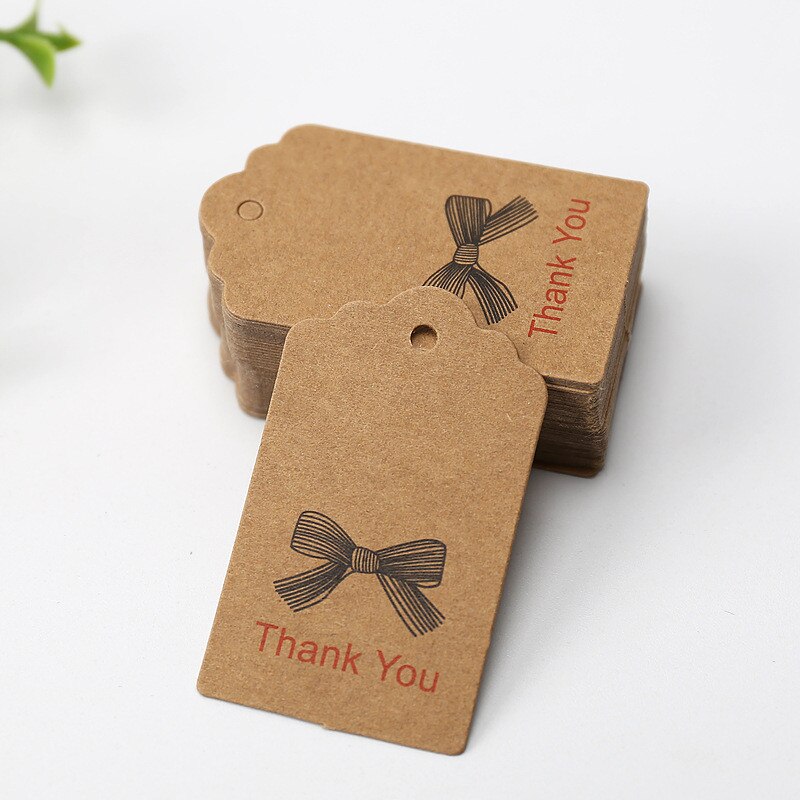 100pcs 5x3cm Handmade Thank You Tags White Kraft Paper Tags Garment Shoes Bags Hang Tag Package Cards Cake Cookie Bags Accessory: 4