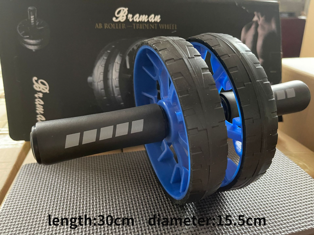 Ab Roller Abdominal Wheel Ab Roller with Mat For Arm Waist Leg Core Training Exercise Gym Fitness Equipment: Ivory