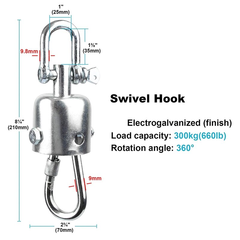 2 Pcs 360 Degree Rotatable Ceiling Hook Heavy Duty Hook Metal Hanging Chair Punching Bag Swing Swivel Hook Hanger