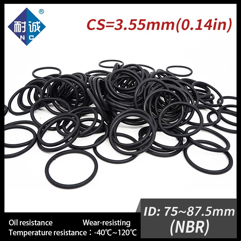 5PCS/lot Rubber Black NBR CS3.55mm ID75/77.5/80/82.5/85/87.5mm O Ring Gasket Oil resistant waterproof