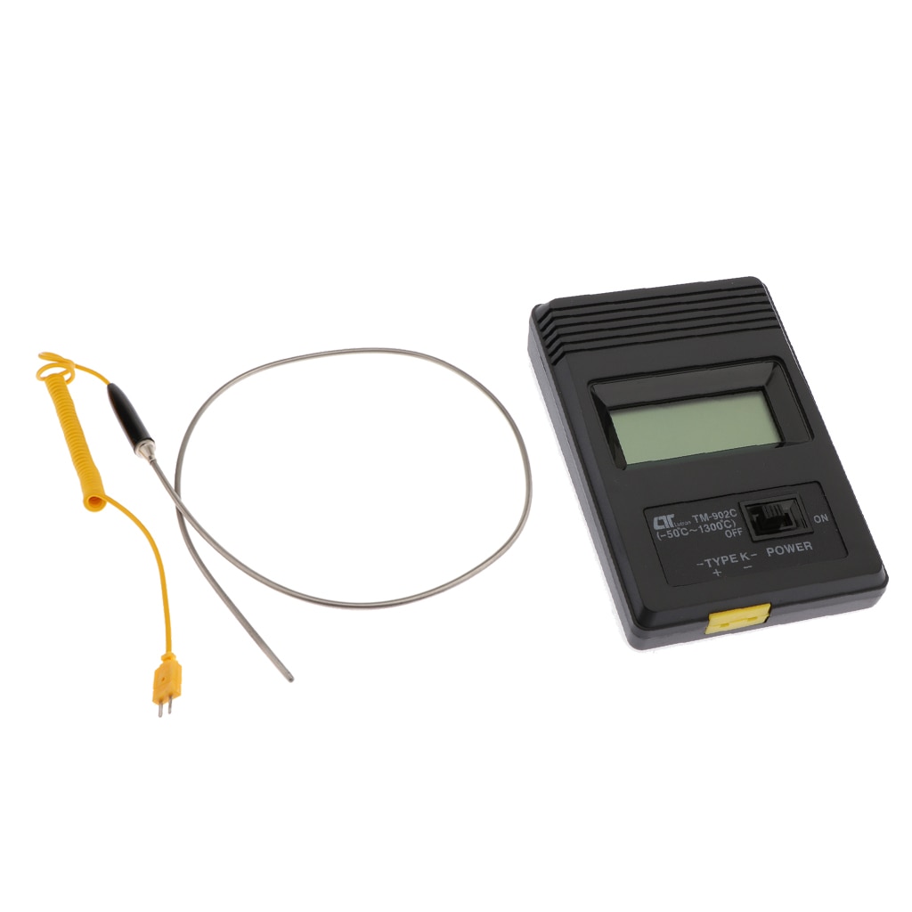 Tm-902c Digital Thermometer Pocket + K-Type Thermocouple Temperature Probe, Stainless Steel Probe In Temperature Range 0-1300