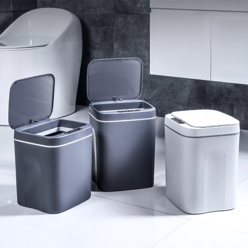 16L Smart Trash Can Automatic Sensor Dustbin Intelligent Sensor Rechargeable Electric Waste Bin Rubbish Can For Kitchen Bathroom