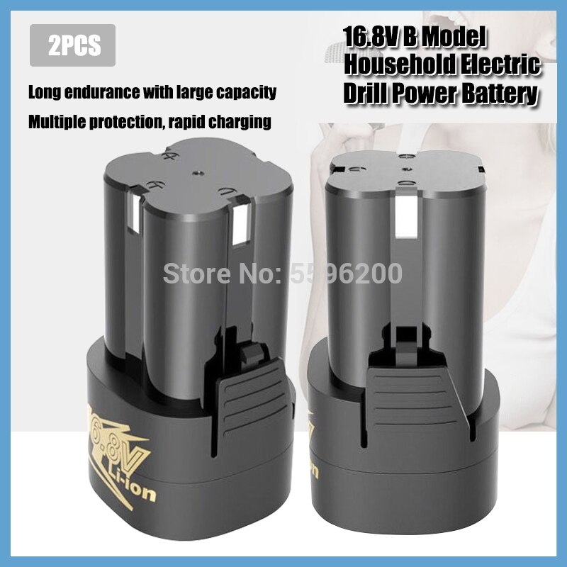 16.8V Electric Screwdriver Li-ion Battery Lithium Battery Rechargeable Hand Electric Drill Battery: 2PCS B Model