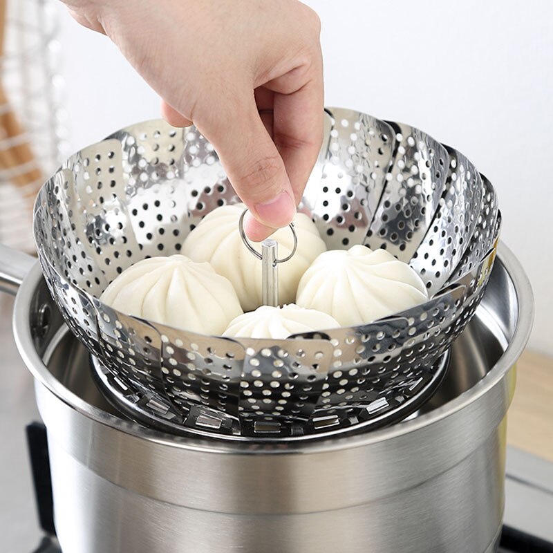 Kuchnia wielofunkcyjny nierdzewny teleskopowy parowiec lotosowy może zastąpić owoce i warzywa sitko tacka parownik parownik