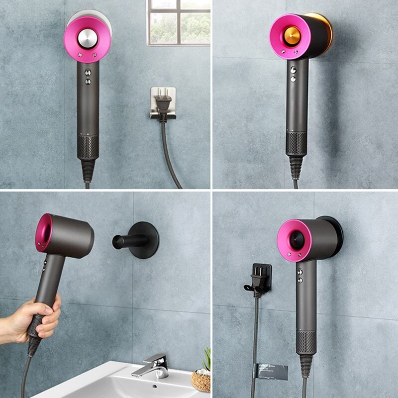 For Dyson Hair Dryer Hanger Wall Mount Holder for Bathroom Metal Accessories Hanging Shelf Rack Portable Storage: Gold