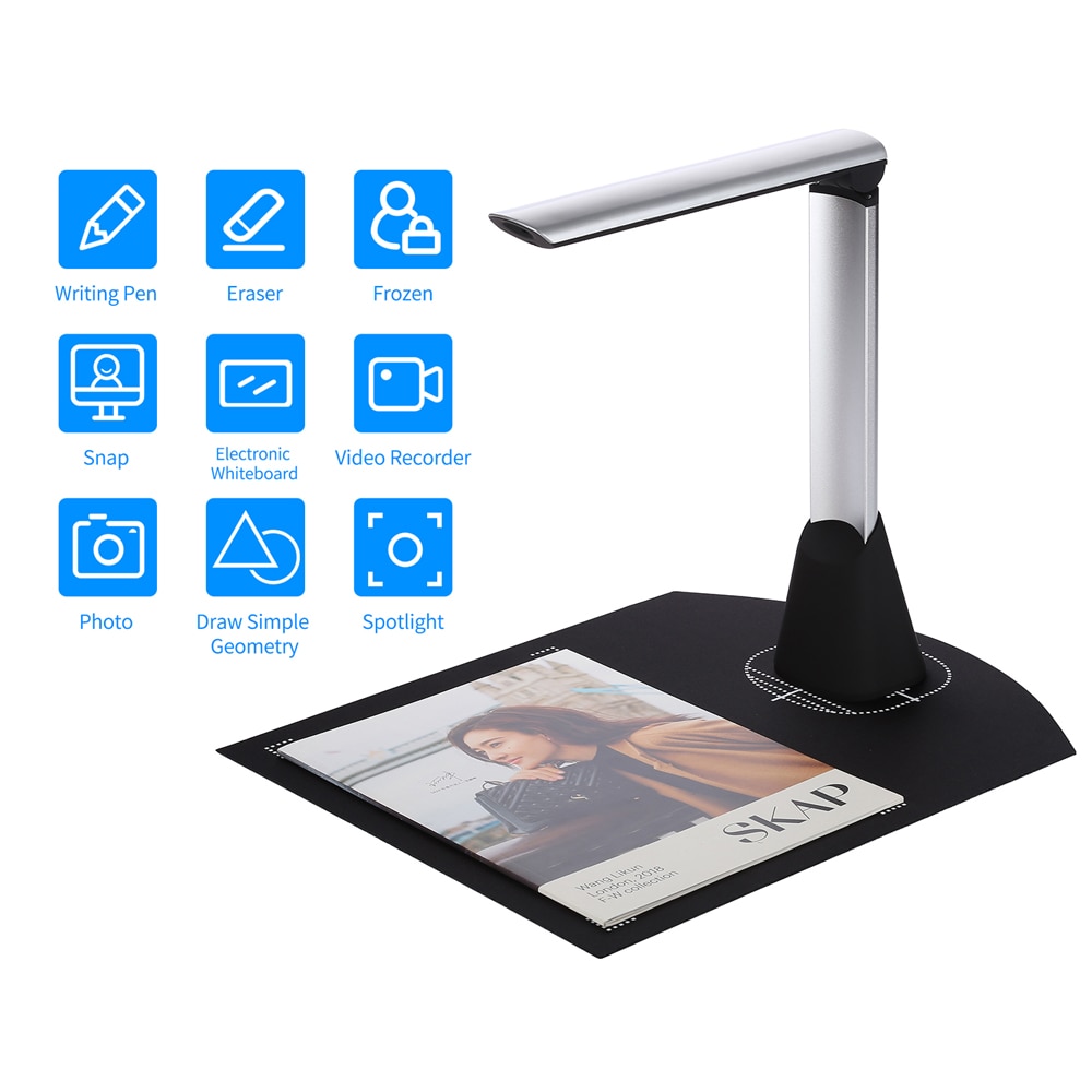 Aibecy BK34 Portable Document Camera Scanner Hoge Snelheid 5MP Max A4 Size Boek Scanner Met Led Ondersteuning 7 Talen Voor kantoor