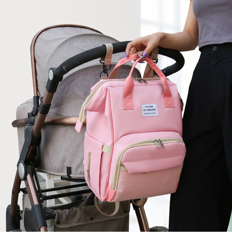 Mumie Mutterschaft Windel Tasche Kinderwagen Haken Große Kapazität Baby Windel Tasche Reise Rucksack Pflege Tasche Baby Pflege