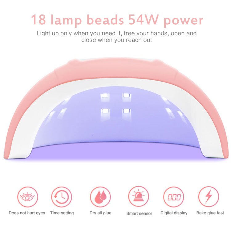 Lámpara LED UV para secar esmalte, en manicura de uñas en Gel, 36/48/54W: 54W