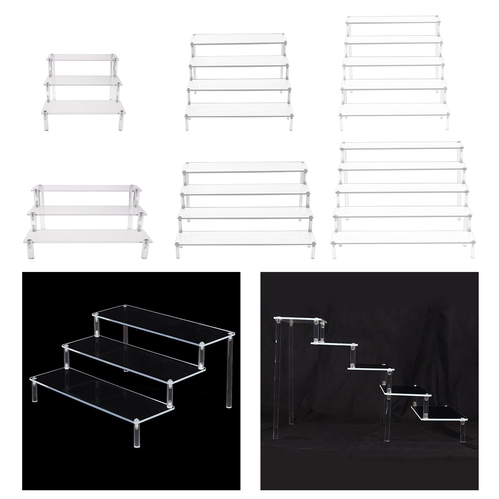 Acrylic Display Riser Stand Toy Model Perfume Cosmetics Toiletries Holder Collections Doll for Decoration