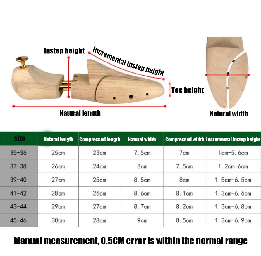 CHAISHOU-par de zapatos de madera de alcanfor para hombre, 1 par de zapatos de árbol de doble tubo de madera sólida, moldeador de zapatos ajustable, último CS-164