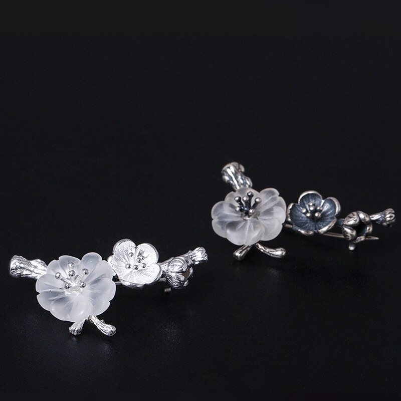 Plum blossom kristall broschen 925 sterling silber 3,26g Vintage broschen eleganz wilden broschen für frauen edlen schmuck