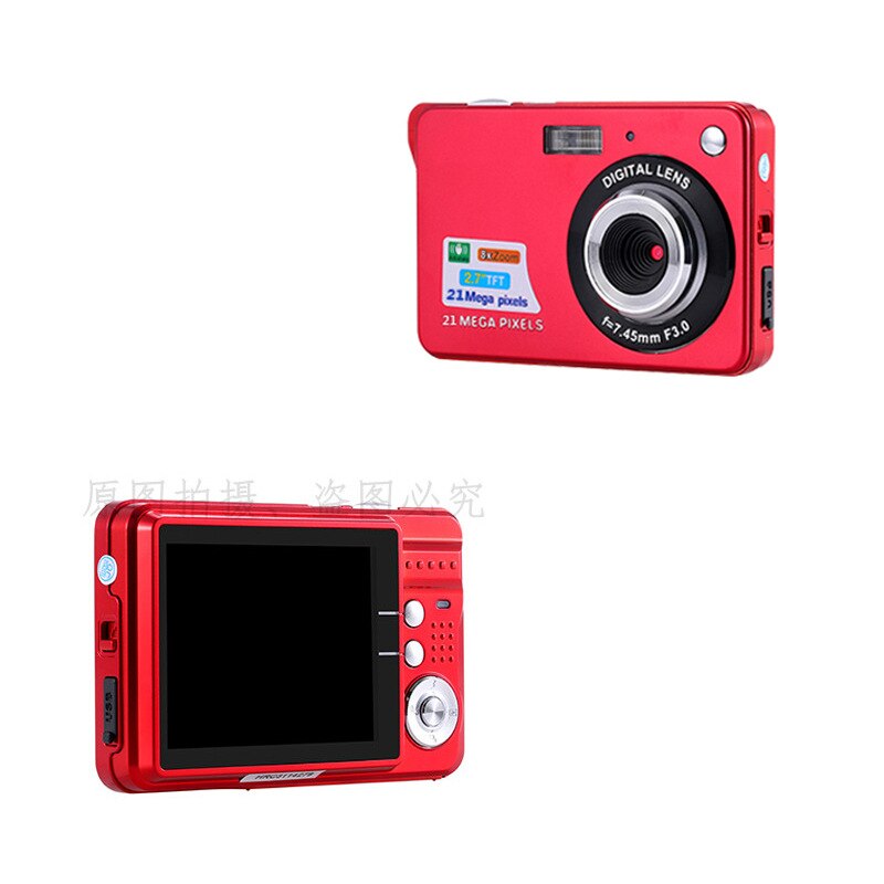 CDC3 2.7 Inch Digital Camera TFT HD Screen 21MP CMOS 5.0MP Anti-shake 1080P Digital Video Camera with 8X Digital Zoom: Red / add 32g memory